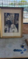 Szász Endre Szitanyomat. 1926-2003 Bölcs című műve. 66/100-as. 33,5x45-es keret nélkül.