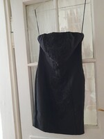 Dress - black fabric, lace decoration, strapless, small evening dress, size S-M
