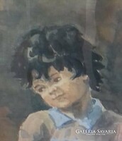 1938-AS HORVÁTH ERNŐ ART DECO AKVARELL GYÖNGYÖS BLONDEL KERETBEN