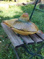 Mázas cserép tál , kínáló - " pontyosan