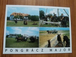 Kerekegyháza, Pongrácz major, lovas fogat, csikósok, reklám lap