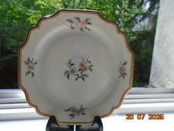 Bécsi AUGARTEN kézzel festett ezüst levél arany virág mintás tányér vastag aranyozott peremmel
