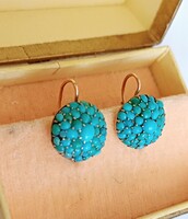 Antik Arany Szedermintás Türkiz Fülbevaló Dobozában