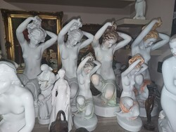 Herendi porcelán akt fésülködő nő 7db 4nagy 55cm, 3 kicsi 37cm