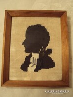 GOBELIN - ALKUKÉPES -  KÉP - PROFIL - RÉGI 19 x 15 cm