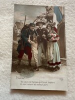 Antik színezett I. világháborús katonai képeslap -  Postatiszta                            -32