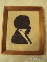 GOBELIN - ALKUKÉPES - KÉP  - PROFIL - RÉGI - 19 x 15 cm