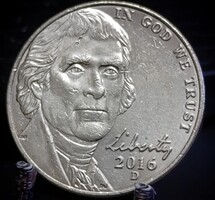 Amerikai Egyesült Államok 5 cent, 2016 Jefferson Nickel Verdejel "D" - Denver A11D2