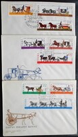 LENf1644-52 / Lengyelország 1965 Lovaskocsik bélyegsor FDC-n