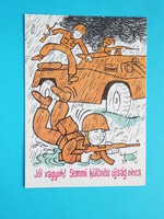 Képeslap (62) - Humoros katonai lap 1970-es évek - (Rajz: Pusztai Pál)