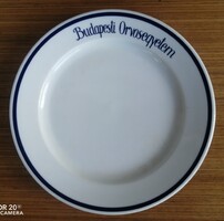Alföldi tányér Budapesti Orvosegyetem felirat, kék csík a peremén