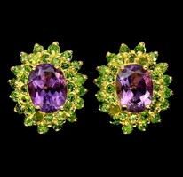 Valodi Ametiszt Kromdiopszid 925 Ezust 18k Sárga Arany Fülbevalò