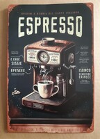 Espresso - kávésarok remek dekorációja - fémtábla 30*20 cm