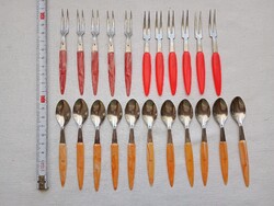 Villa kanál kicsi süteményes desszertes party rozsdamentes műanyag nyél 22db egyben retro 10cm