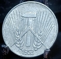 Német Demokratikus Köztársaság 1 pfennig, 1952 Verdejel "E" - Muldenhütten A12E2