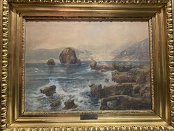 ANTIK KELETI GUSZTÁV AKVARELL ÖKÖRSZEMES KERETBEN!!   61X48 cm!!!