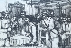 Czinke Ferenc: Távirat Leninnek, 1918 (rézkarc) történelmi grafika, kommunizmus, szocreál