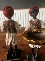 Festett műgyanta szerecsen szobor / kínálótál párban.