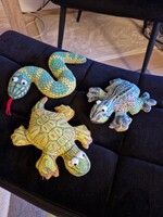 Bájos szövet hüllők: kígyó 22cm, béka 14cm, teknős 18cm