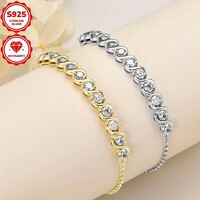 Karkötő Moissanite Gyémánt 1,2 Karátos 14K Aranyozott 925 Tiszta Ezüst Ékszerdoboz Tanúsítvány Új!