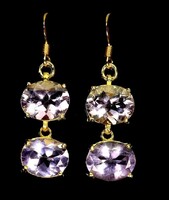 Valodi 11x9mm Kő Ametiszt 925 Ezust 18k Sárga Arany Fülbevalò