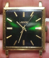 LANCO 18 k arany férfi öltöny óra zöld számlappal!