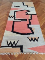 MID Century op -art  bohém kézi készítésű kelim szőnyeg ALKUDHATÓ