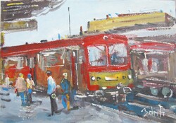 Bánfi - "Budapest: Déli pályaudvar..." - (olaj,karton 17×23 cm)