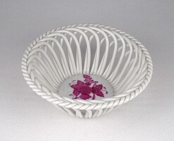 1W654 Lila Apponyi mintás Herendi porcelán fonott kosár 12 cm