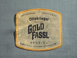 Sör címke,Magyar sörgyár,Ottakringer,Gold Fassl sör,0.5 L,