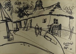 1W456 Czinke Ferenc - Erdőbénye 1962 - CzF jelzéssel 47 x 34 cm