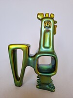 Zsolnay Eozin Art-Deco Kakas, nagyon szép színben