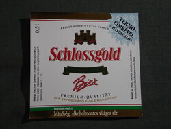 Sör címke,Magyar sörgyár,Sopron sörfőzde,Schlossgold Bier sör,0.5 L,