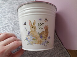 Nyuszi mintás fém kaspó 11 cm