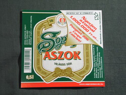 Sör címke,Magyar sörgyár,Sopron sörfőzde,nyereményjáték,Soproni ászok sör,0.5 L,