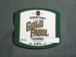 Sör címke,Magyar sörgyár,Pécs sörfőzde,Ottakringer Gold Fassl sör,0.5 L,