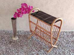 Rockabilly 1960 bambusz kisasztal újságtartóval ALKUDHATÓ