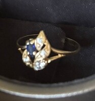 Sárga arany zafír gyűrű 14 K 56 méret