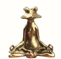 Meditáló béka, antikolt réz, füstölő tartóval
