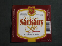 Sör címke,Magyar sörgyár,Sopron sörfőzde,Sárkány sör,0.5 L,