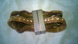 Aranyszinű,többsoros karkötő-karpánt-karlánc, mágneses zár-abszolút biztonságos m 19x3,5 cm