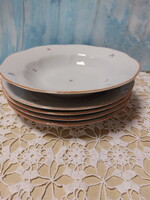 Zsolnay szép kedvelt kisvirágos porcelán tányérok, sárga lüszteres széllel