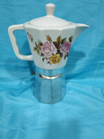 Régi retro nagyobb méretű porcelán kotyogós kávéfőző