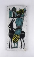 1W662 Iparművészeti samott falidísz BE jelzéssel: Török és szamara 36.5 x 16 cm