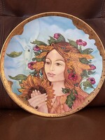 Hollóházi porcelán Faragó Miklós tányér Nyár 31 cm