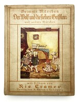 Gazdagon illusztrált antik német szecessziós Grimm mesekönyv ritkaság az 1920-as évekből