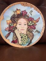 Hollóházi porcelán Faragó Miklós tányér Ősz 31 cm