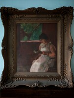 Szüle Péter, Olvasó nő, olajfestmény, eladó, 60*50cm