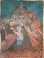 1 ft-ról! BÁV-nál vásárolt 18.századi orosz egyházi ábrázolás,vagy ikon! Olaj/vászon/karton! 80x60cm