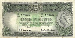 1 font pound 1953-60 Ausztrália H.C.Combs és R.Wilson Ritka Erzsébet királynő